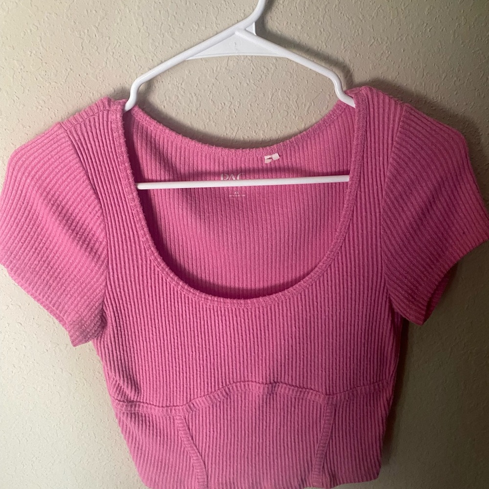 PacSun Pink Ribbed Blouse